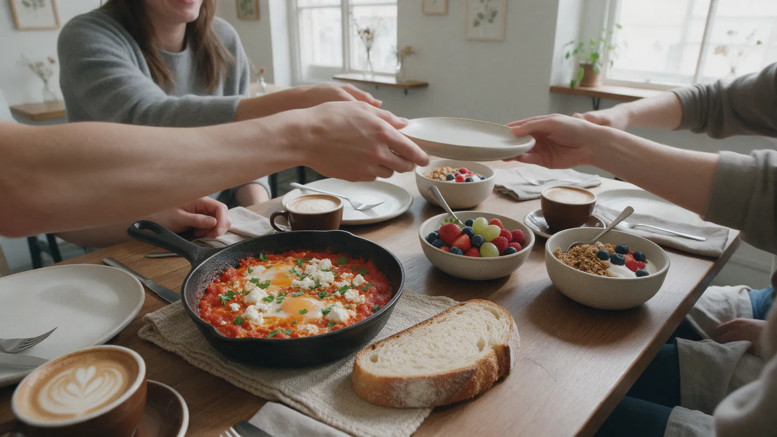 Brunch entre amis autour d'une table