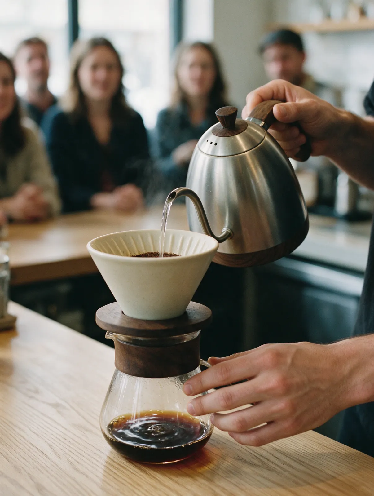 Un café filtre préparé devant les clients
